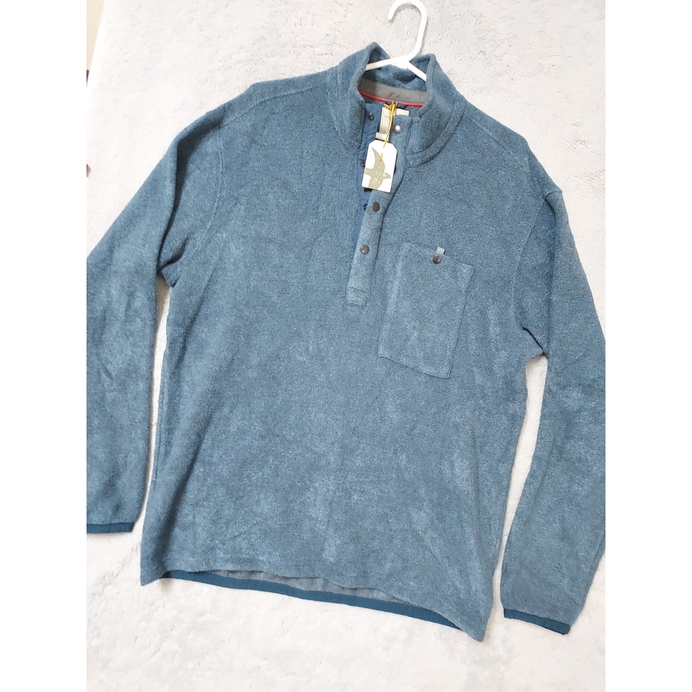 NEW Relwen Pullover Mens Large Terry Snap Zip Mock Sweater Fleece Huckberry NWT